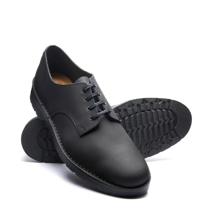 Men Solovair Gibson Shoes Black Waxy 4 Eye Gibson Shoe