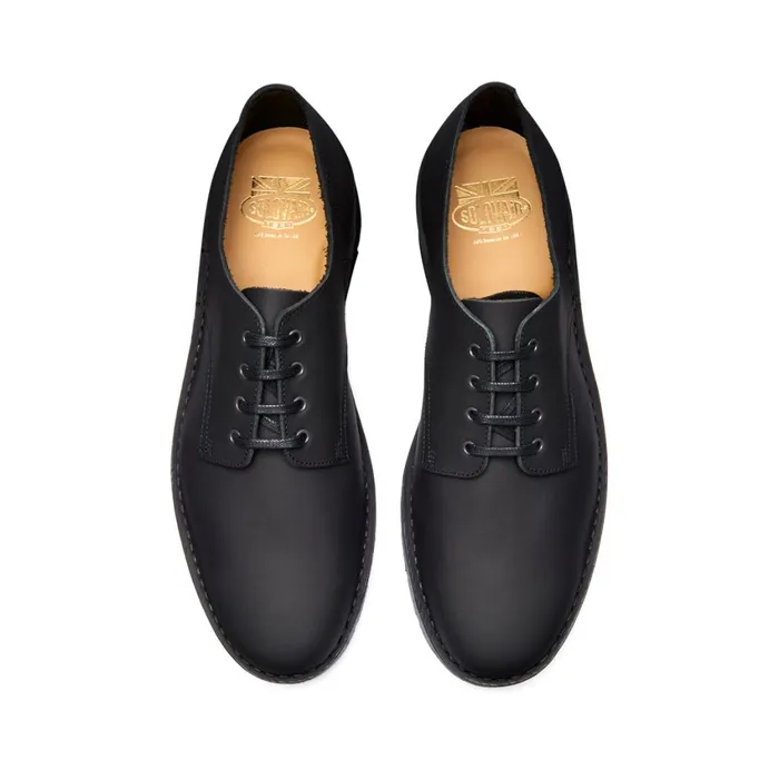 Men Solovair Gibson Shoes Black Waxy 4 Eye Gibson Shoe