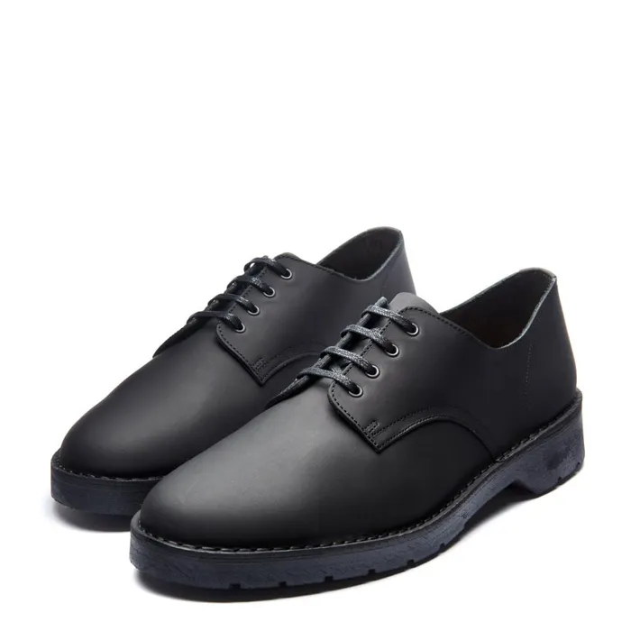 Men Solovair Gibson Shoes Black Waxy 4 Eye Gibson Shoe