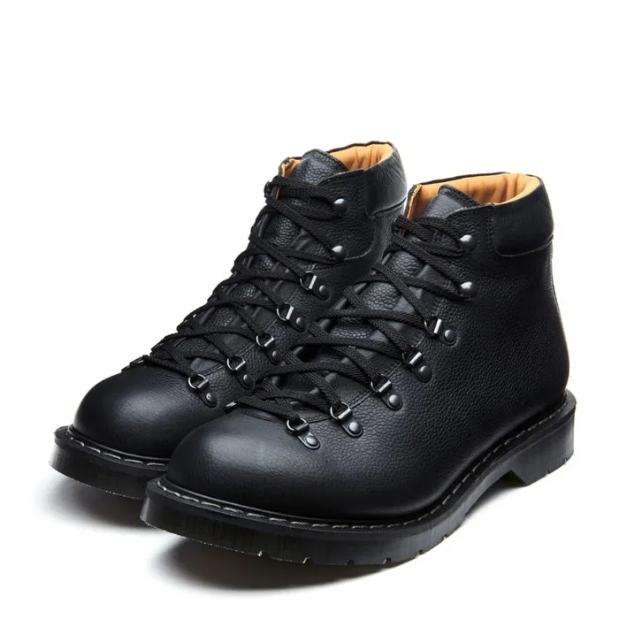 Men Solovair Hiker Boots Black Greasy Grain Urban Hiker
