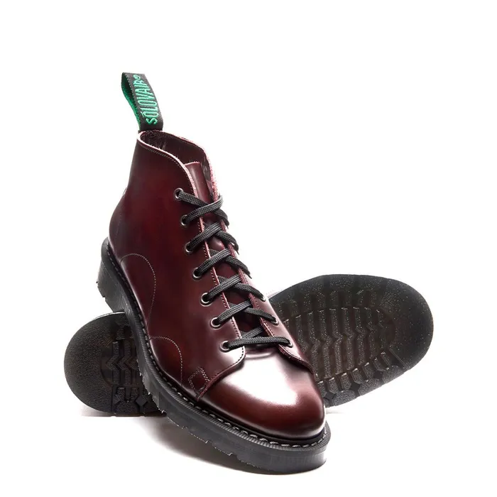 Men Solovair Monkey Boots Burgundy RubOff Monkey Boot