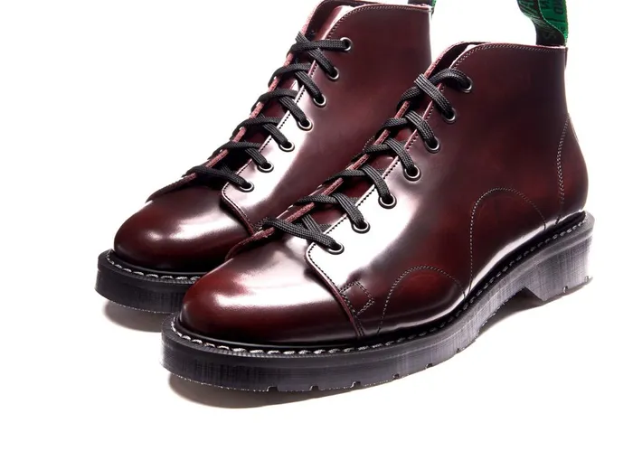Men Solovair Monkey Boots Burgundy RubOff Monkey Boot