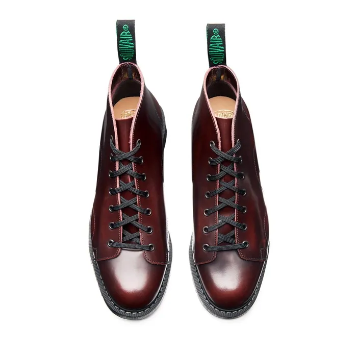 Men Solovair Monkey Boots Burgundy RubOff Monkey Boot