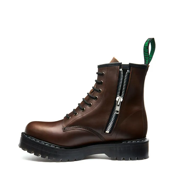 Men Solovair Platform Boots Gaucho Crazy Horse 8 Eye Zipped Platform Derby Boot