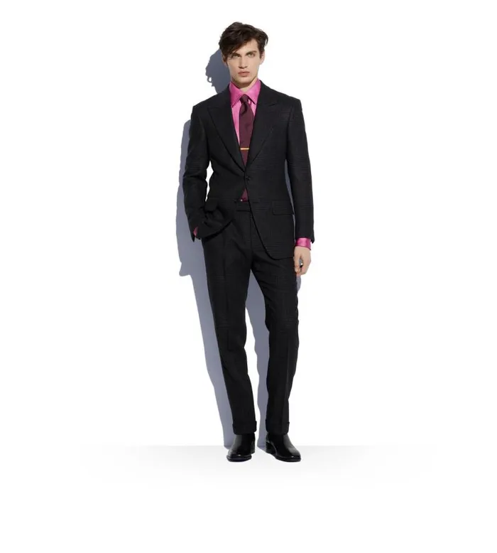 Men Suits Tom Ford Prince Of Wales Cooper Trouser Grey Men Suits Tom Ford Prince Of Wales Cooper Trouser Grey