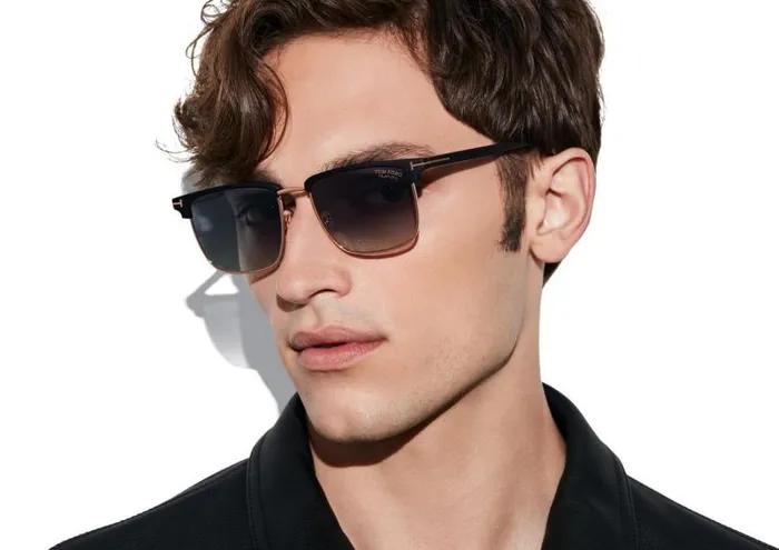 Men SUNGLASSES Tom Ford Polarized Hudson Sunglasses Black