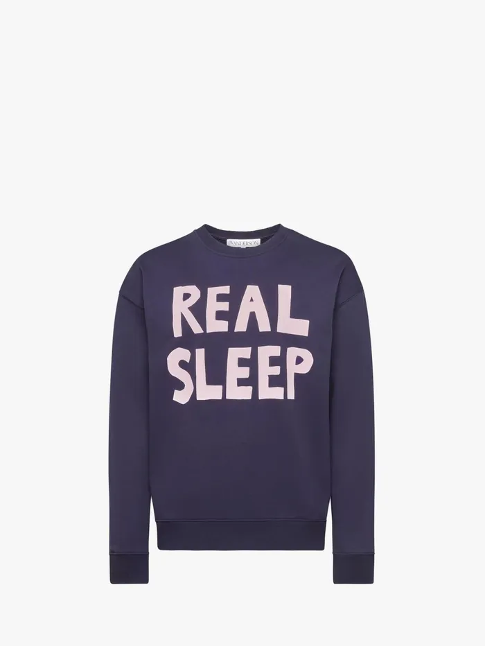 Men Sweatshirts and Hoodies JW Anderson 034REAL SLEEP034 PRINTED SWEATSHIRT Dark Navy Men Sweatshirts and Hoodies JW Anderson 034REAL SLEEP034 PRINTED SWEATSHIRT Dark Navy