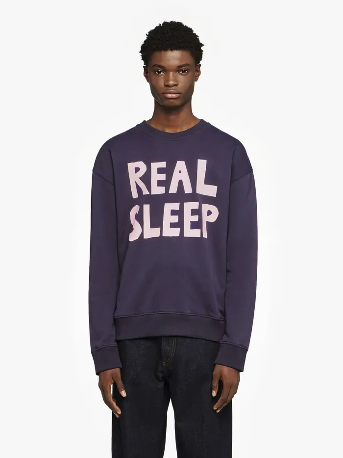 Men Sweatshirts and Hoodies JW Anderson 034REAL SLEEP034 PRINTED SWEATSHIRT Dark Navy Men Sweatshirts and Hoodies JW Anderson 034REAL SLEEP034 PRINTED SWEATSHIRT Dark Navy