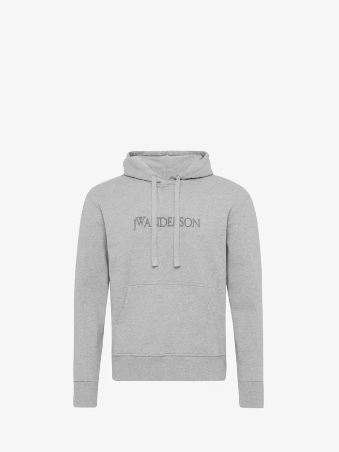 Men Sweatshirts and Hoodies JW Anderson LOGO EMBROIDERY HOODIE Grey Melange