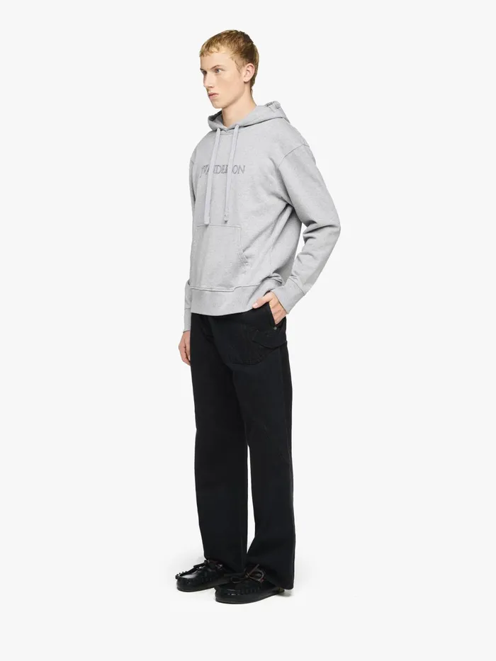 Men Sweatshirts and Hoodies JW Anderson LOGO EMBROIDERY HOODIE Grey Melange