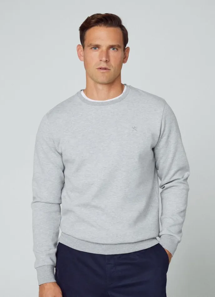 Men Sweatshirts Hackett London Classic Fit Crew Neck Sweatshirt Light Grey Marl Men Sweatshirts Hackett London Classic Fit Crew Neck Sweatshirt Light Grey Marl