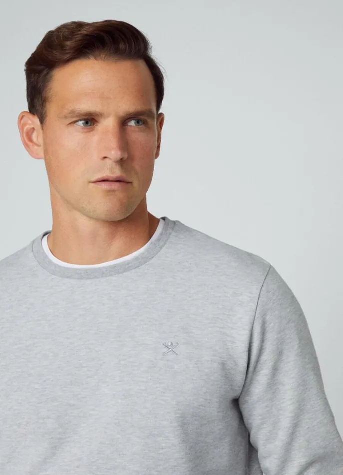 Men Sweatshirts Hackett London Classic Fit Crew Neck Sweatshirt Light Grey Marl