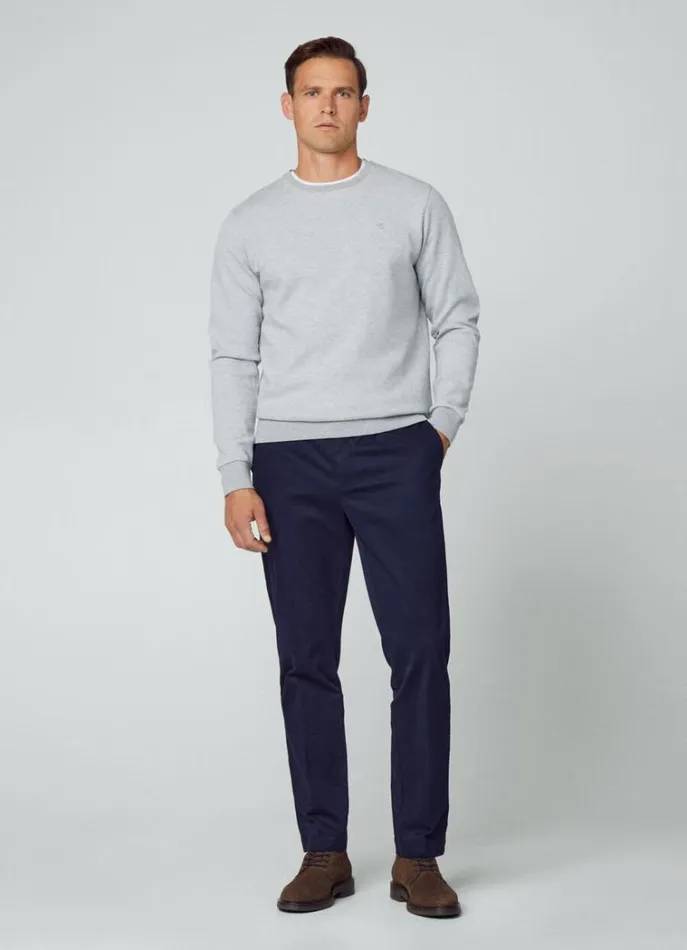 Men Sweatshirts Hackett London Classic Fit Crew Neck Sweatshirt Light Grey Marl