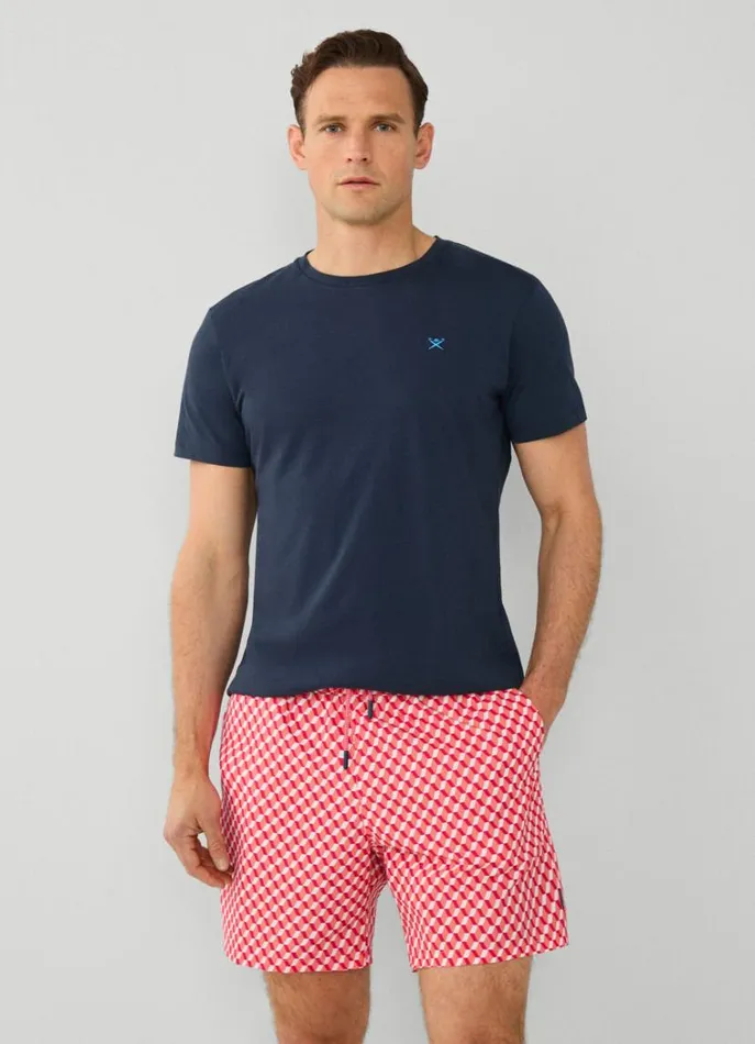 Men Swimwear Hackett London 3d Geometric Swim Shorts Mandarin Orange
