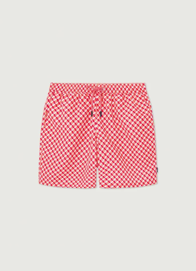 Men Swimwear Hackett London 3d Geometric Swim Shorts Mandarin Orange