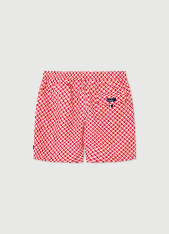 Men Swimwear Hackett London 3d Geometric Swim Shorts Mandarin Orange