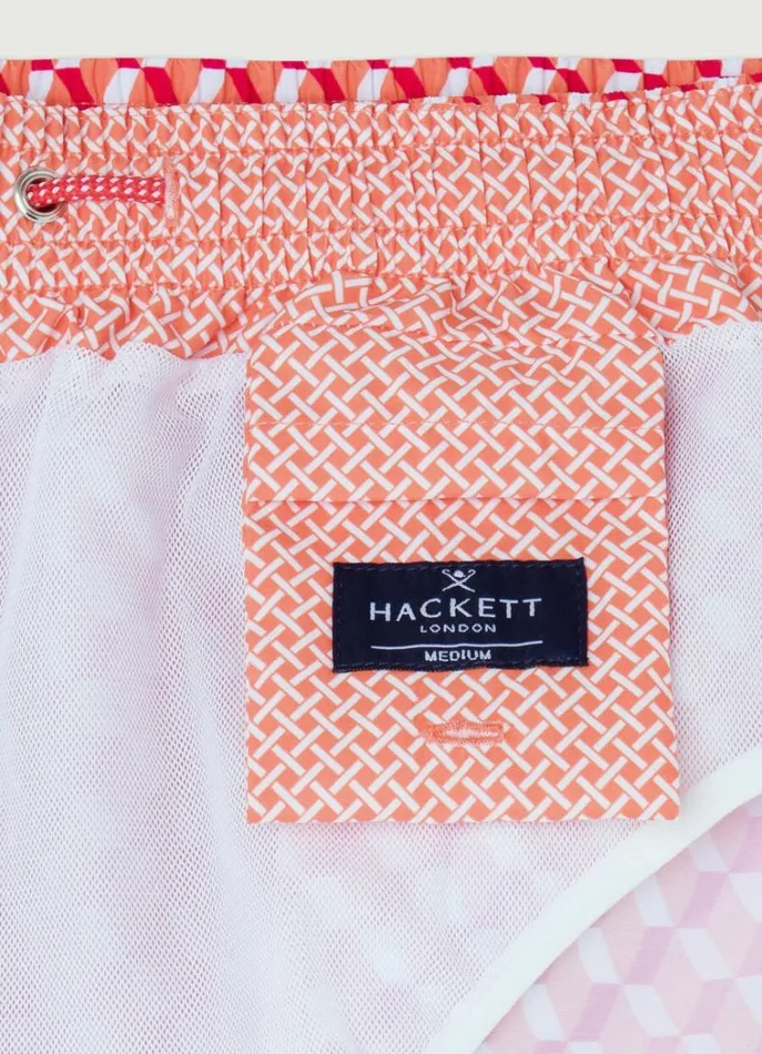 Men Swimwear Hackett London 3d Geometric Swim Shorts Mandarin Orange