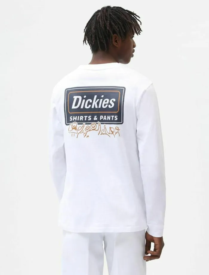 Men TShirts Dickies Harrison Long Sleeve TShirt White