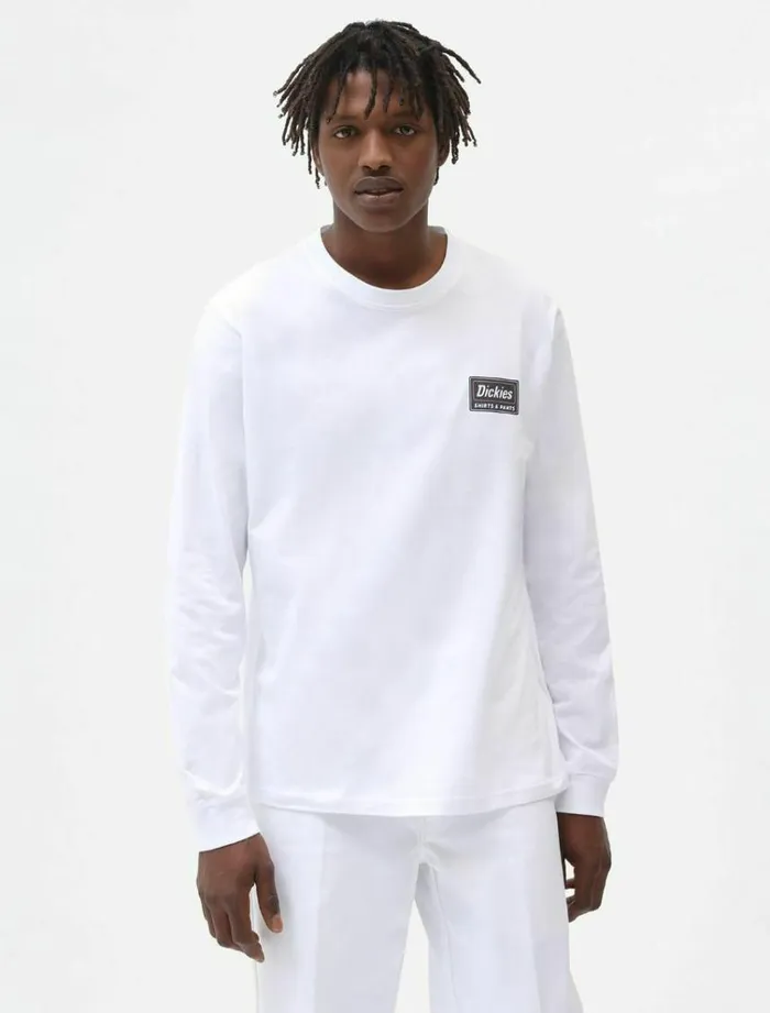 Men TShirts Dickies Harrison Long Sleeve TShirt White