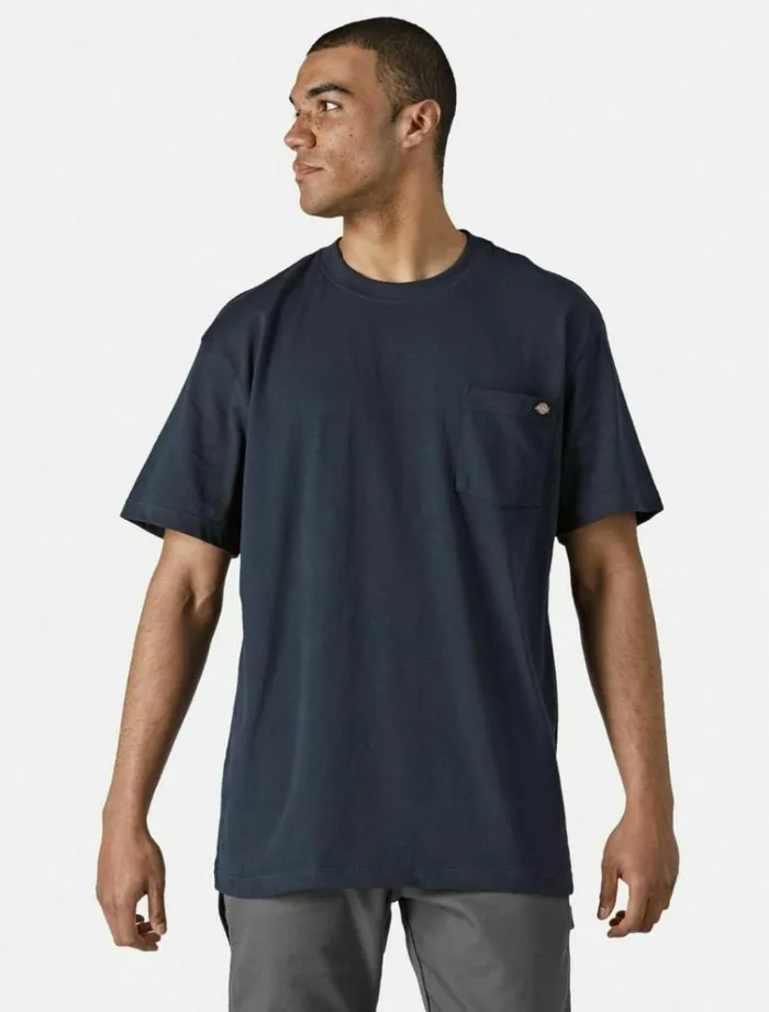 Men TShirts Dickies Short Sleeve Pocket Cotton TShirt Navy Blue