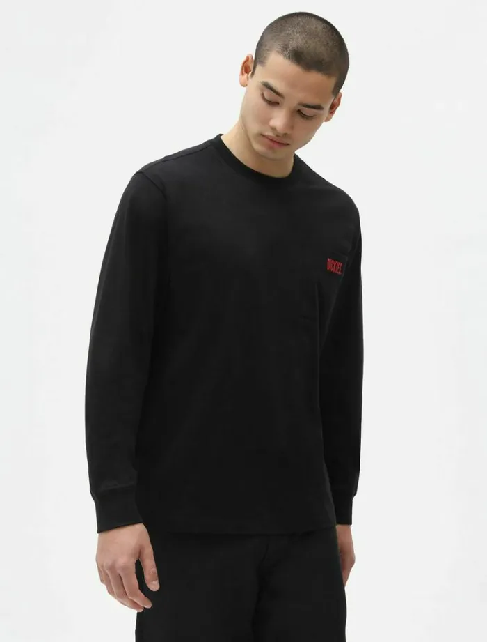 Men TShirts Dickies Storden Long Sleeve TShirt Black