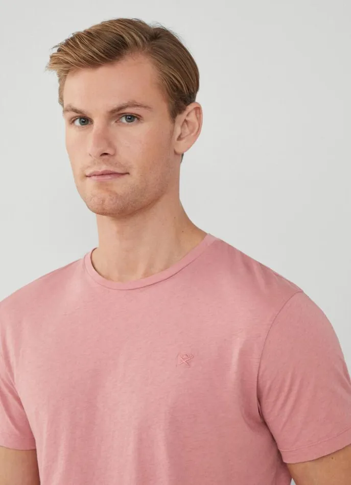 Men Tshirts Hackett London Classic Fit Dyed TShirt Ash Rose Pink