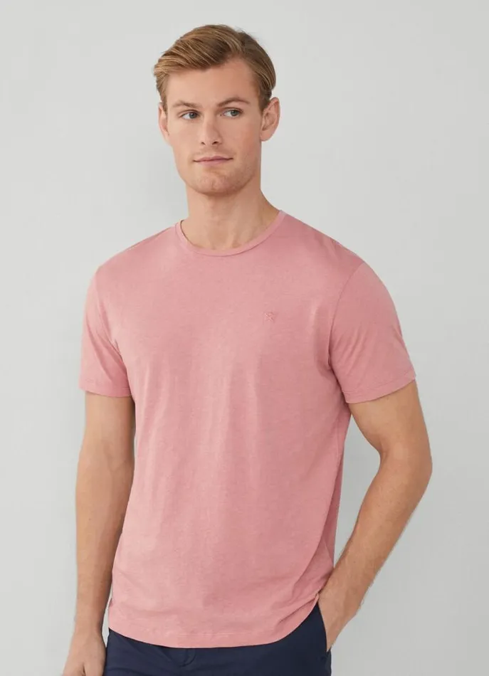Men Tshirts Hackett London Classic Fit Dyed TShirt Ash Rose Pink