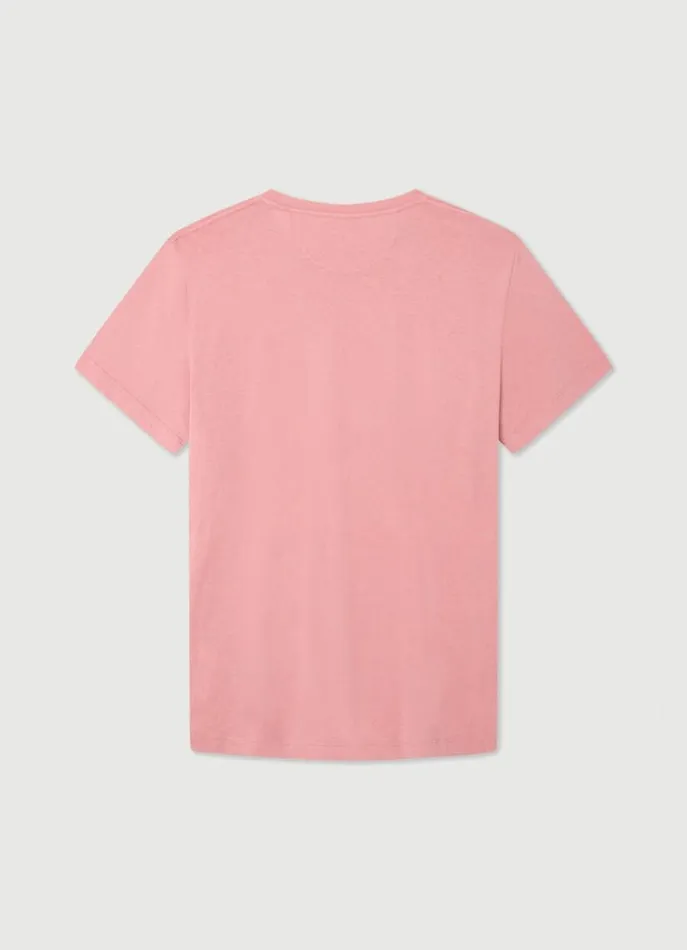 Men Tshirts Hackett London Classic Fit Dyed TShirt Ash Rose Pink