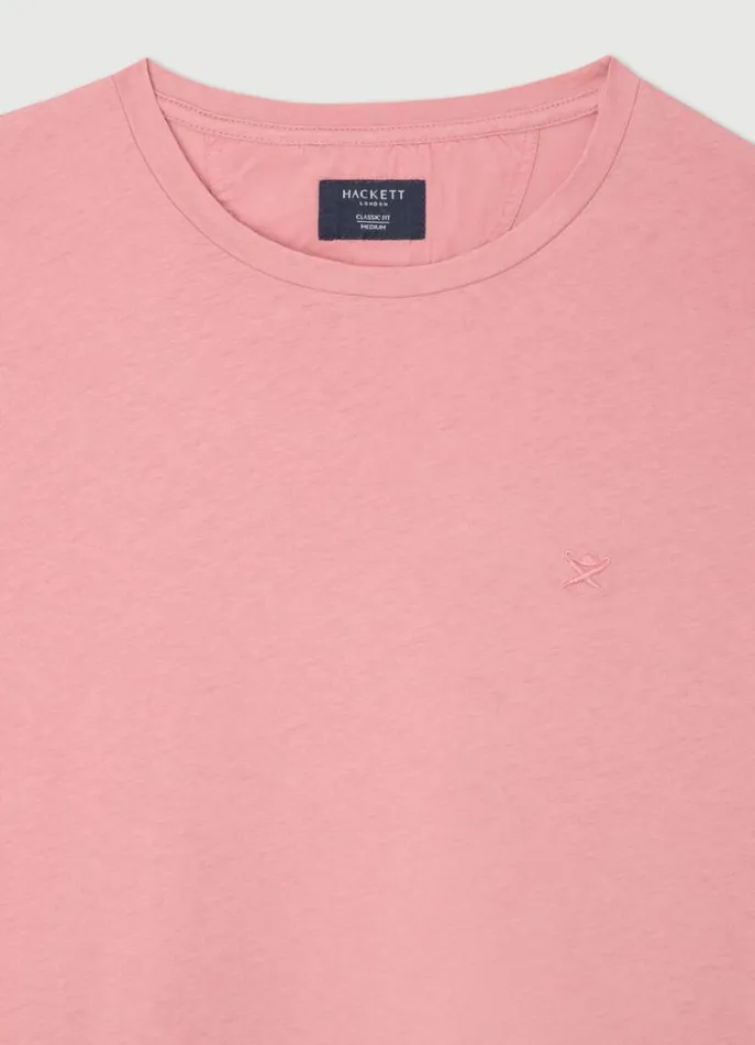 Men Tshirts Hackett London Classic Fit Dyed TShirt Ash Rose Pink