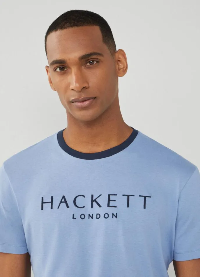 Men Tshirts Hackett London Classic Fit Heritage TShirt Blue