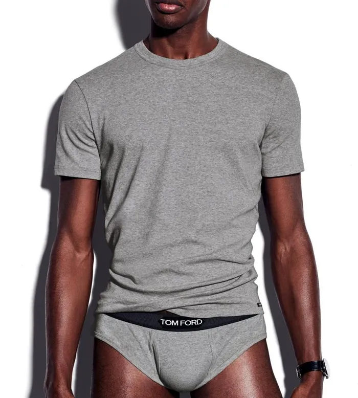 Men TSHIRTS Tom Ford Cotton Crewneck TShirt Grey