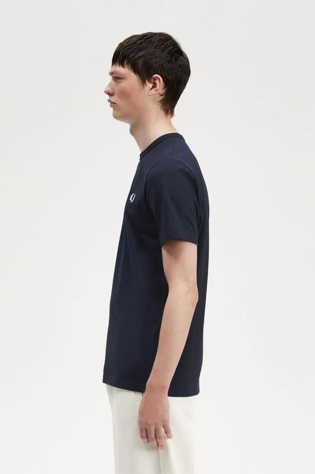 Men Tape Detail TShirt Navy Fred Perry TShirts