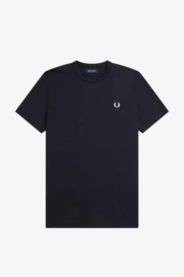 Men Tape Detail TShirt Navy Fred Perry TShirts