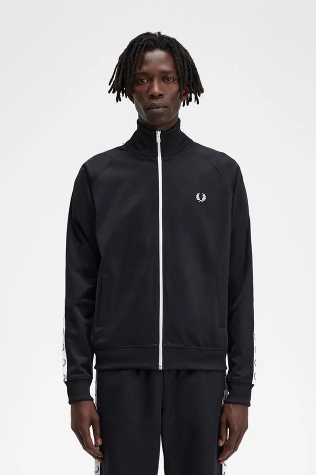Men Taped Track Jacket Black Fred Perry Track Jackets