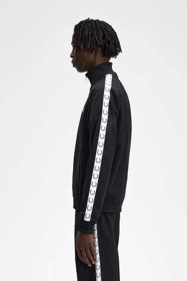Men Taped Track Jacket Black Fred Perry Track Jackets