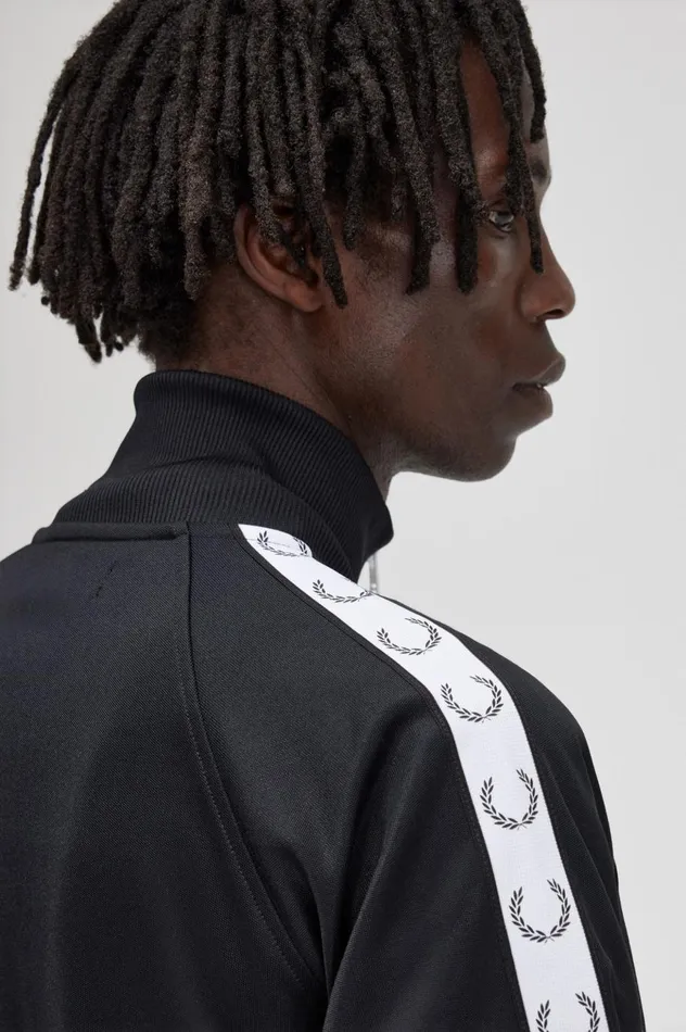 Men Taped Track Jacket Black Fred Perry Track Jackets