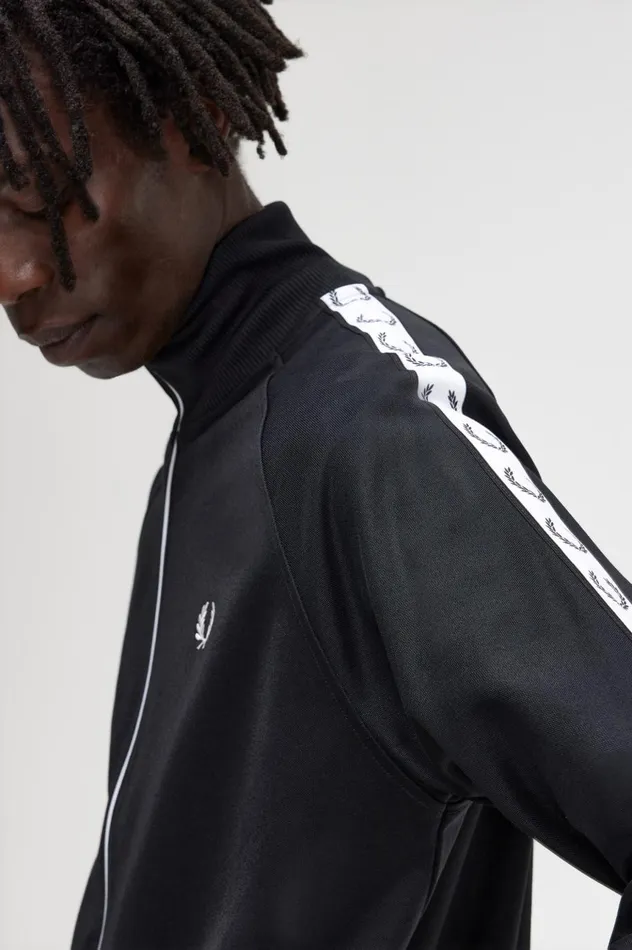 Men Taped Track Jacket Black Fred Perry Track Jackets