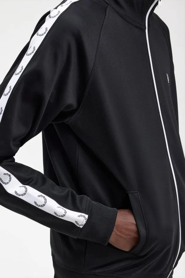 Men Taped Track Jacket Black Fred Perry Track Jackets