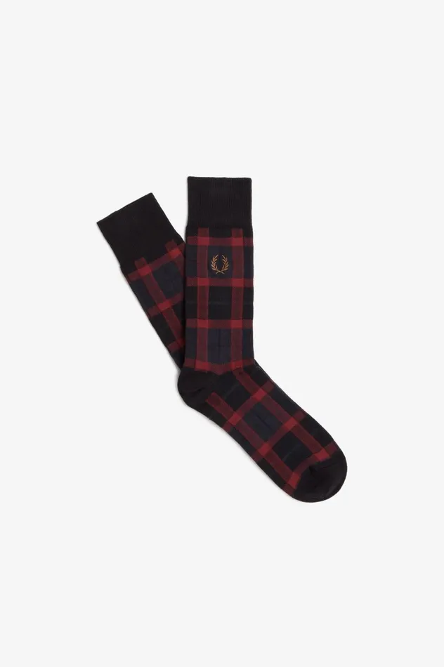 Men Tartan Socks Oxbloodshaded Stone Fred Perry Accessories