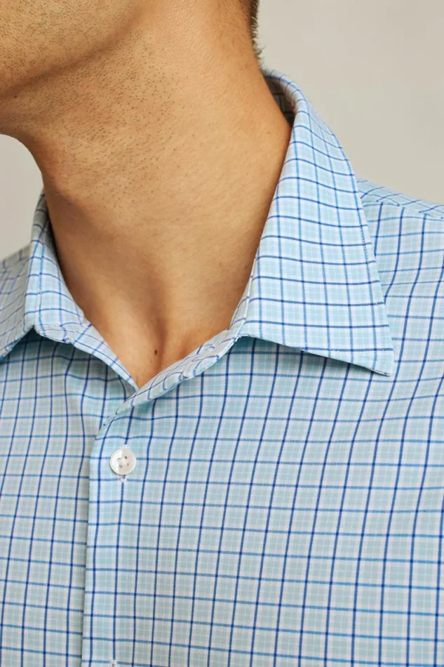 Men Tech Button Down Shirt Blue Smithtown Plaid Bonobos Business Casual Shirts