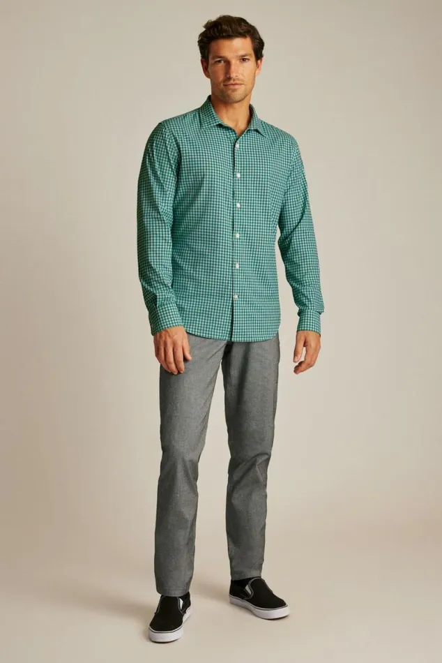 Men Tech Button Down Shirt Fern Plaid Bonobos Business Casual Shirts
