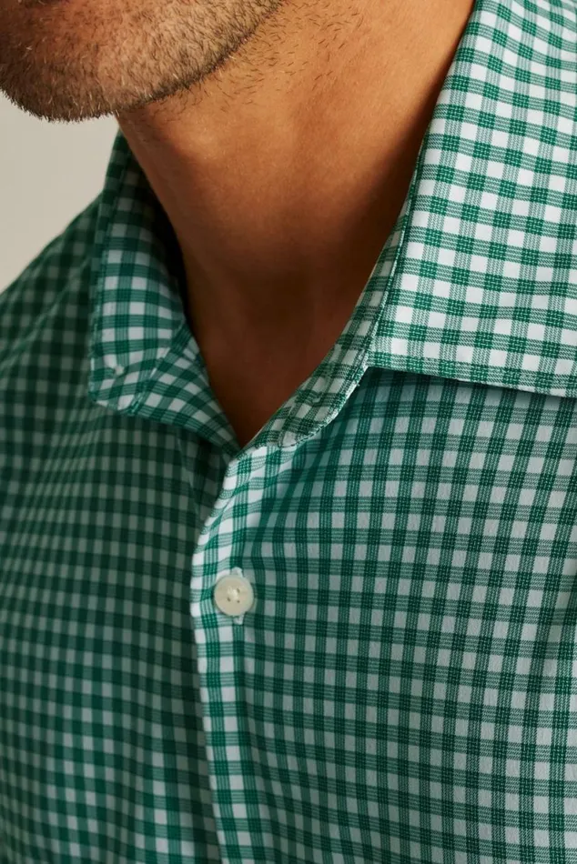 Men Tech Button Down Shirt Fern Plaid Bonobos Business Casual Shirts
