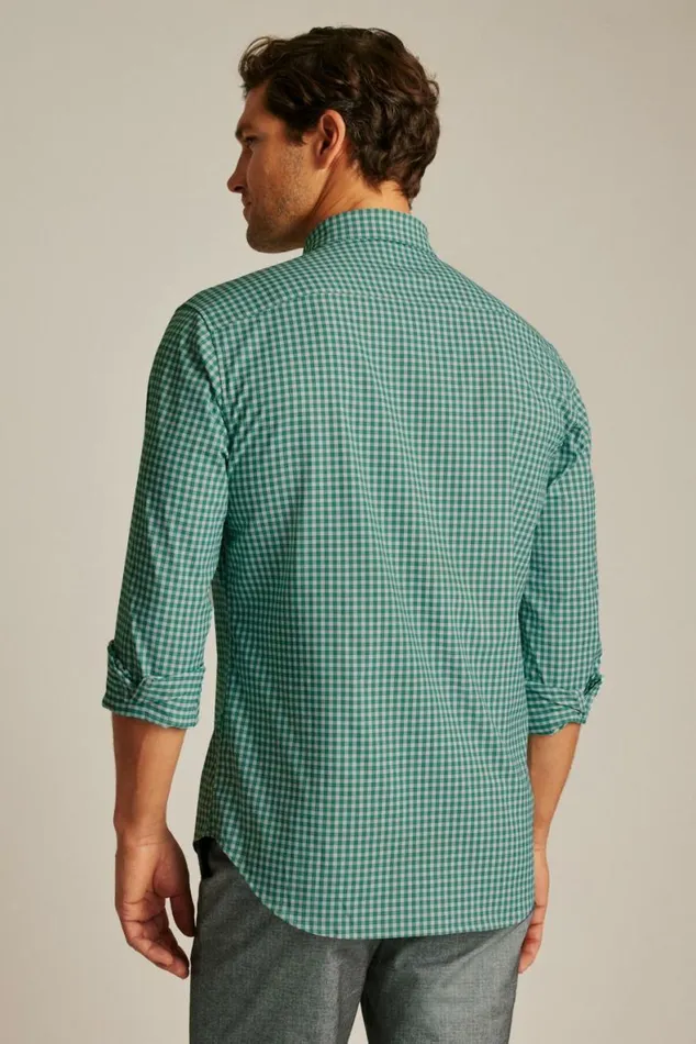 Men Tech Button Down Shirt Fern Plaid Bonobos Business Casual Shirts