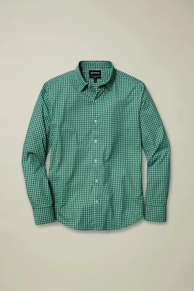 Men Tech Button Down Shirt Fern Plaid Bonobos Business Casual Shirts