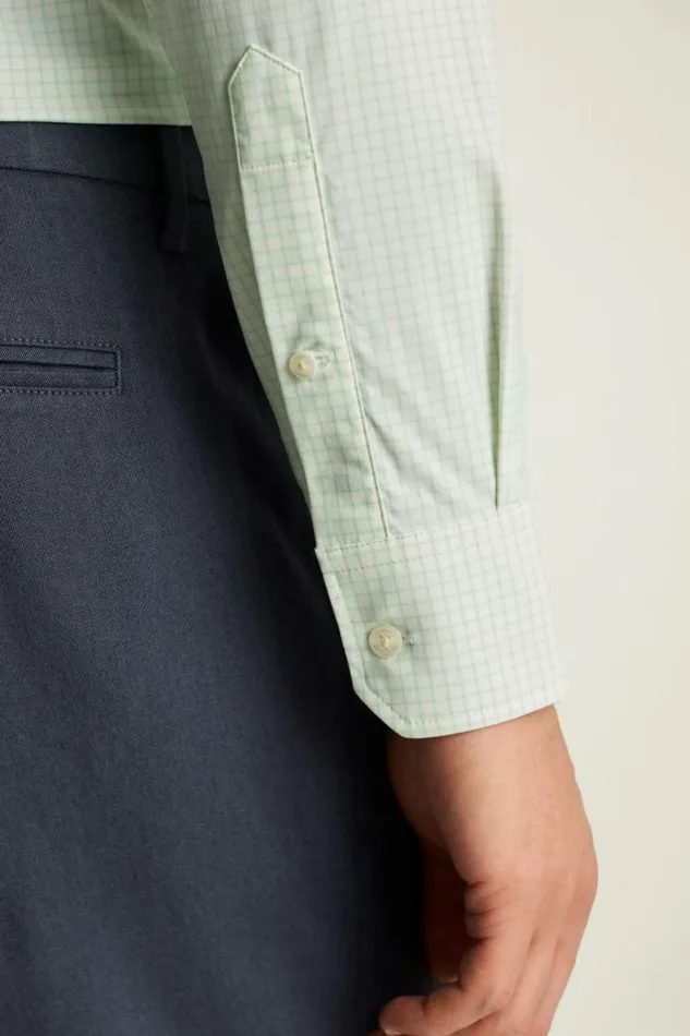 Men Tech Button Down Shirt Light Green Check Bonobos Casual Shirts