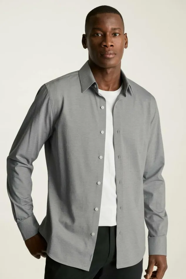 Men Tech Pique Button Down Shirt Grey Texture Bonobos Casual Shirts