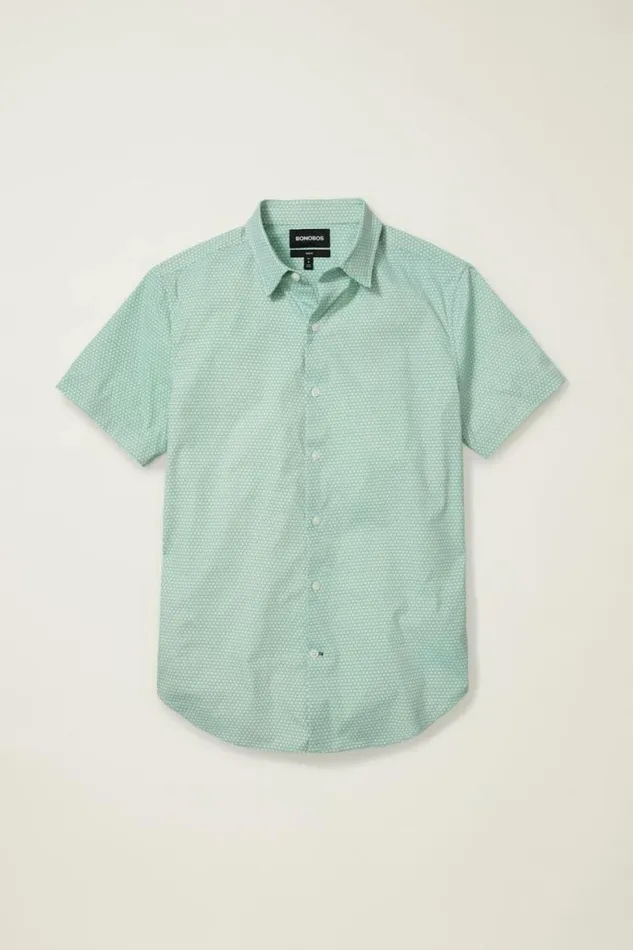 Men Tech Short Sleeve Shirt Ivy Green Woodlake Geo Bonobos Short Sleeve Shirts