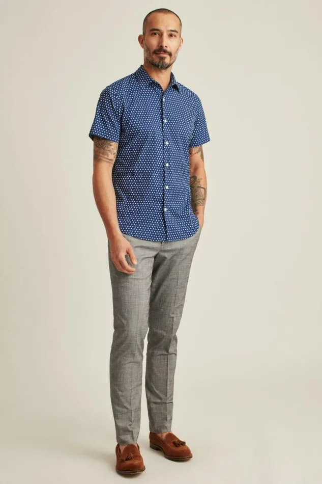 Men Tech Short Sleeve Shirt Navy Lake Geo Bonobos Short Sleeve Shirts