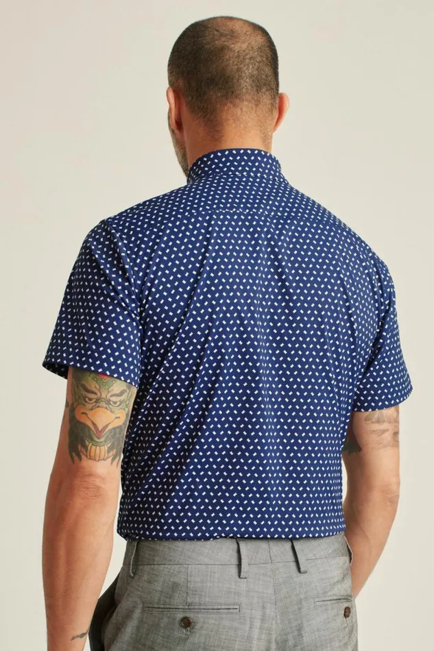 Men Tech Short Sleeve Shirt Navy Lake Geo Bonobos Short Sleeve Shirts