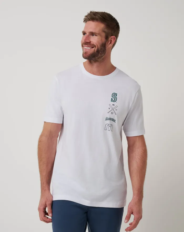 Men Tees TravisMathew SEATTLE MARINERS SUNSET SLAM 20 TEE White